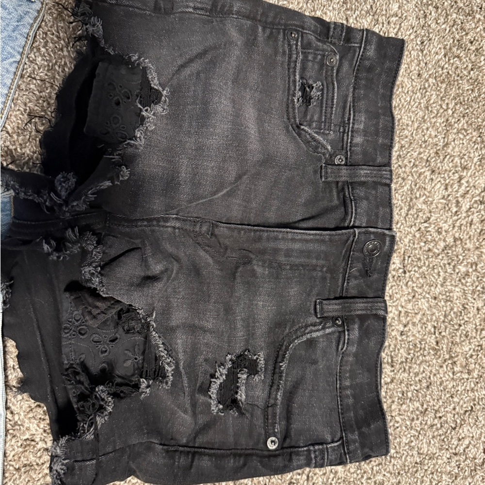 American Eagle Outfitters Black Distressed Jean Shorts